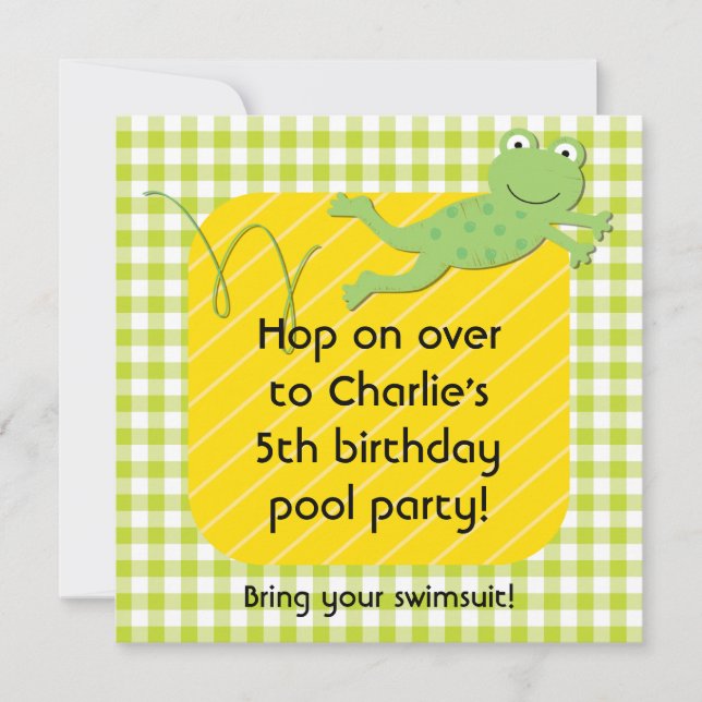 Customised Frog Birthday Invites (Front)