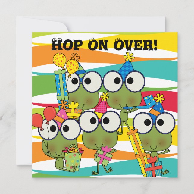 Customised Frog Hop Birthday Invitation (Front)