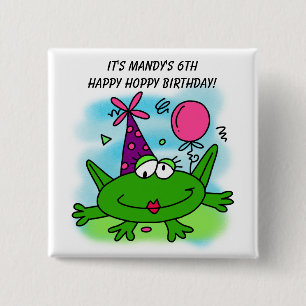 Customised Frog Hoppy Birthday Button