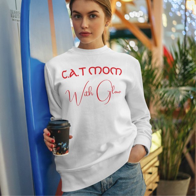 Customised Funny Script Cute Red And White Cat Mum Sweatshirt (Creator Uploaded)
