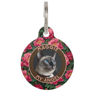 Customised Fur Parent Gift Peonies Floral Pet Tag