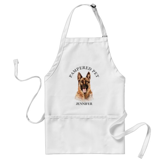 Customised German Shepherd Pet Groomer Apron (Front)