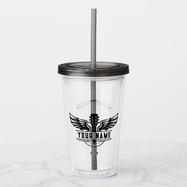 Customised Gift For Guitar Players Drinkware Acrylic Tumbler (Front)