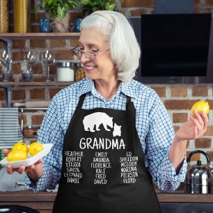Customised Gift With Grandkid's Names Grandma Bear Apron