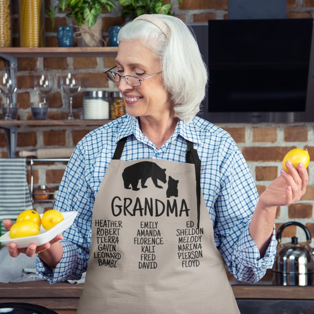 Customised Gift With Grandkid's Names Grandma Bear Apron (Creator Uploaded)