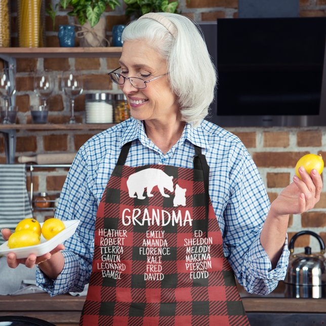 Customised Gift With Grandkid's Names Grandma Bear Apron (Creator Uploaded)