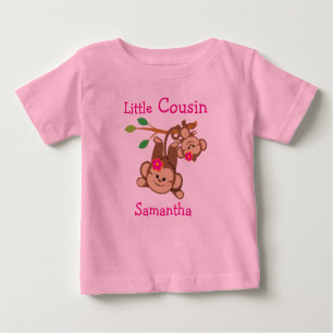 Customised Girl Monkeys Little Cousin Baby T-Shirt