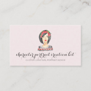 Customised girl portrait character printed business card