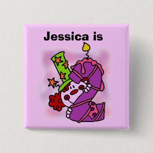 Customised Girls Clown Birthday Button