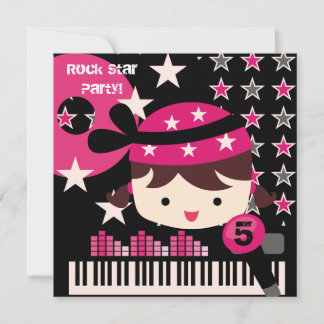 Customised Girls Rock Star Birthday Invitations