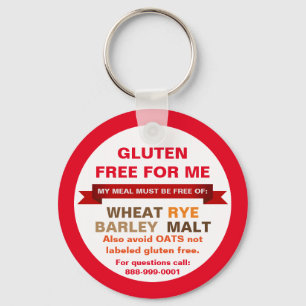 Customised Gluten Free Food Guide Medical Info Key Ring