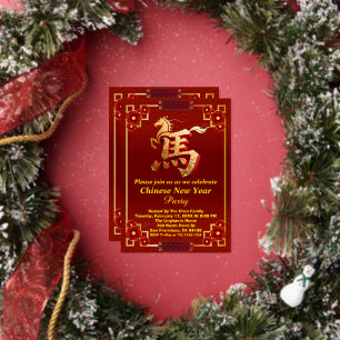 Customised Gold Horse Red Chinese New Year Party