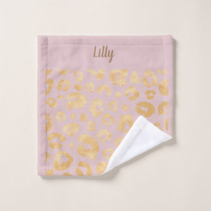 Customised Golden Metallic Pink Cheetah Print  Wash Cloth