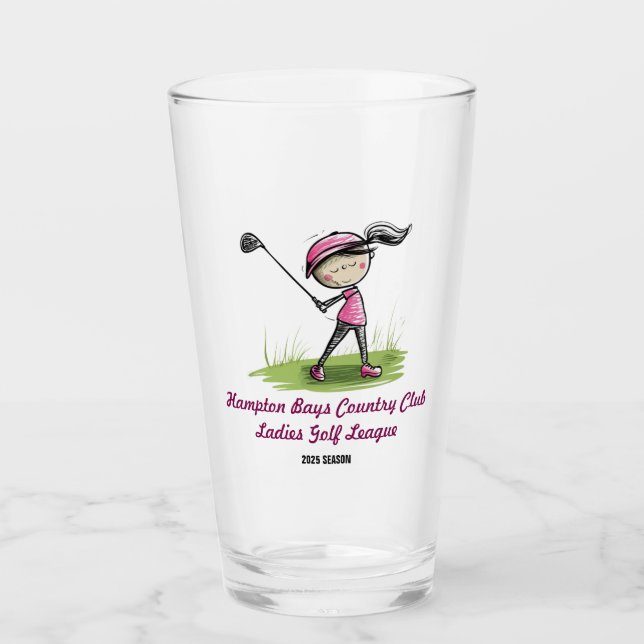 Customised Golf Club Ladies League Drinking Glass (Front)
