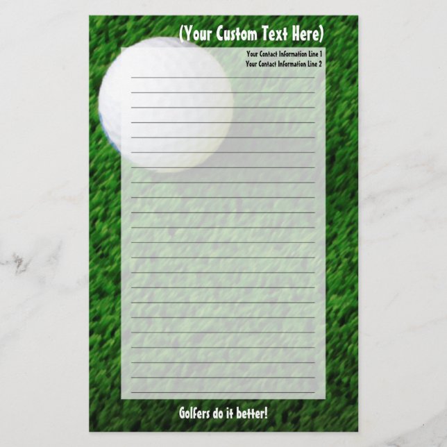 Customised Golf Stationery (Front)
