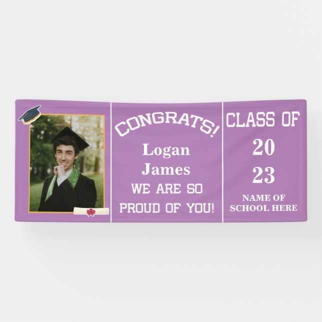 customised graduation 2025 with name and Photo Banner (Horizontal)