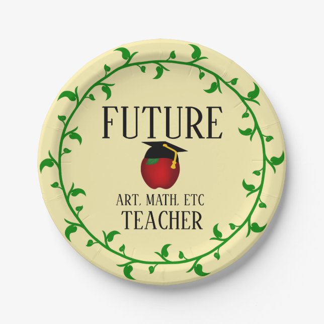 Customised Graduation Party  Future Teacher Paper Plate (Front)