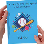 Customised Great Grandson Birthday Poem Card<br><div class="desc">Personalise your own greeting and even your poem for your great grandson. They are hard cards to find, but not here! Adorable baseball-themed logo with balloons is perfect for your beloved young one. Personalise it using our Design Tool on the front, inside left, and inside right. Be sure to carefully...</div>