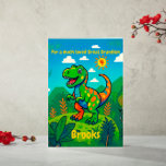 Customised Great Grandson Birthday Poem Card<br><div class="desc">Personalise your own year, greeting and even your poem for your great grandson. They are hard cards to find, but not here! Adorable vibrant dinosaur is perfect for your beloved little one. Personalise it using our Design Tool on the front, inside left, and inside right. Be sure to change the...</div>