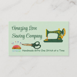 Customised Green and Gold Sewing Machine 2 Business Card