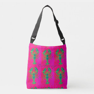 Customised green lobster pink crossbody bag