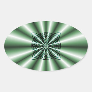 Customised Green Metallic Celtic Knot Oval Sticker