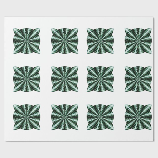 Customised Green Metallic Celtic Knot Wrapping Paper (Seam)
