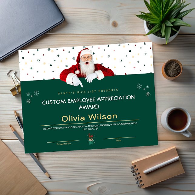 Customised Green Santa Christmas Awards Employee (Customized Green Santa Christmas Awards Employee)