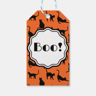 Customised Halloween Party Boo Orange Black Cats Gift Tags