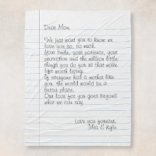 Customised Handwritten Letter Love Message Mother Fleece Blanket