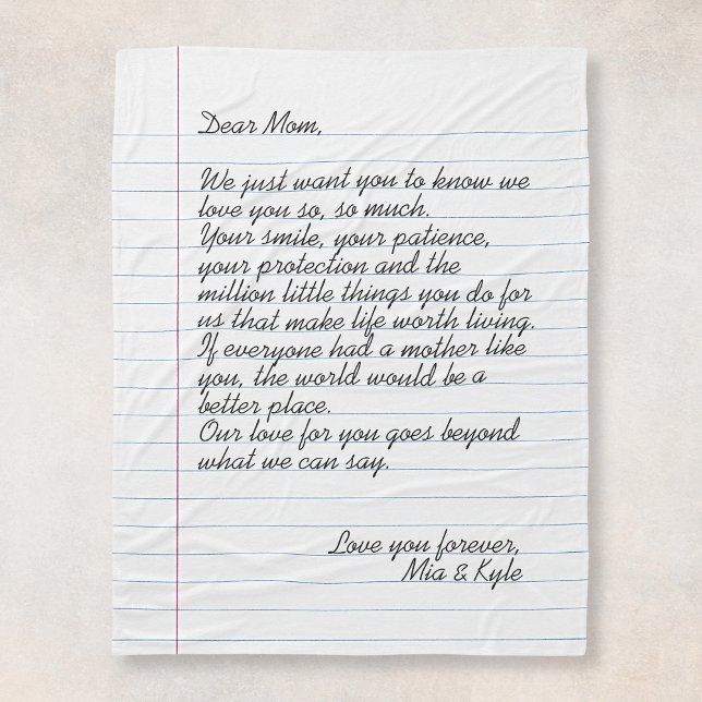 Customised Handwritten Letter Love Message Mother Fleece Blanket (Creator Uploaded)