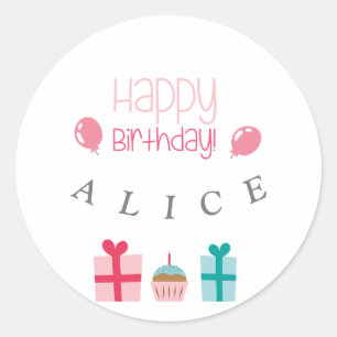Customised Happy Birthday Classic Round Sticker