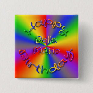 Customised Happy Birthday Rainbow Button