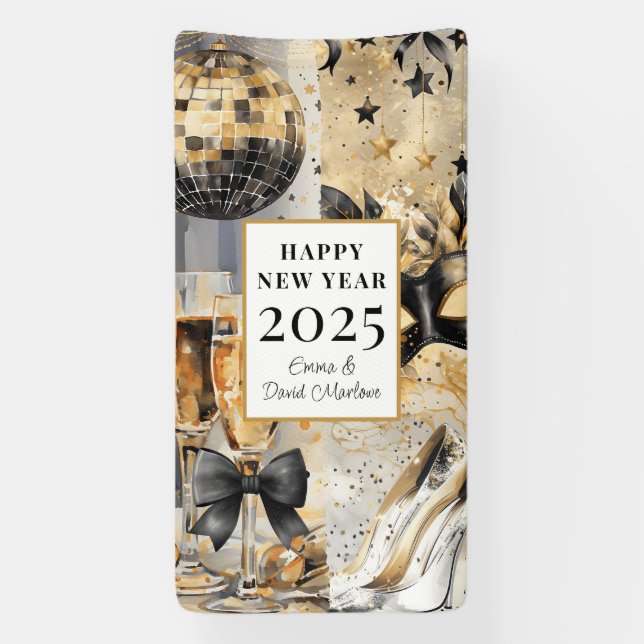 Customised Happy  New Year 2025 Banner (Vertical)