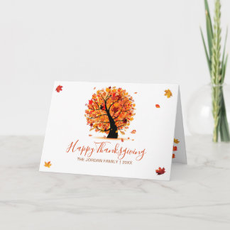 Customised Happy Thanksgiving Autumn tree Card