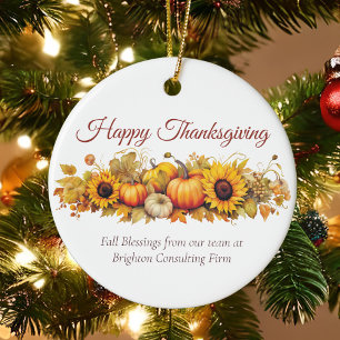 Customised Happy Thanksgiving Pumpkins Fall Ceramic Tree Decoration