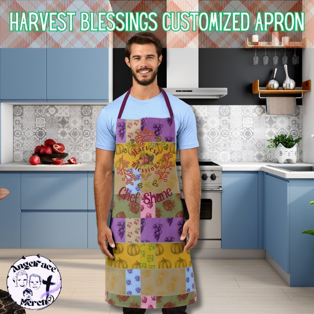 Customised Harvest Blessings Vintage Autumn Apron (Add warmth and charm as you cook or do crafts in your new customized Harvest Blessings vintage apron)