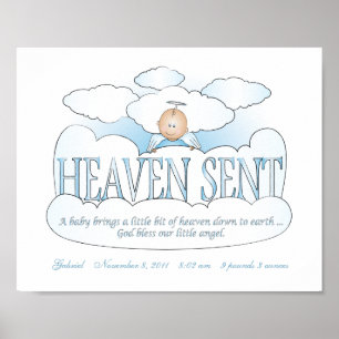 Customised Heaven Sent Angel Boys Room Wall Art