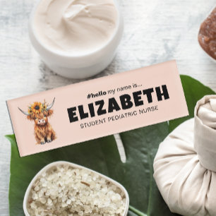 Customised Hello My Name Is Cute Cow Magnetic Name Tag