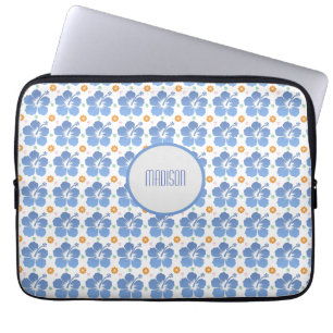 Customised Hibiscus Blue laptop sleeve