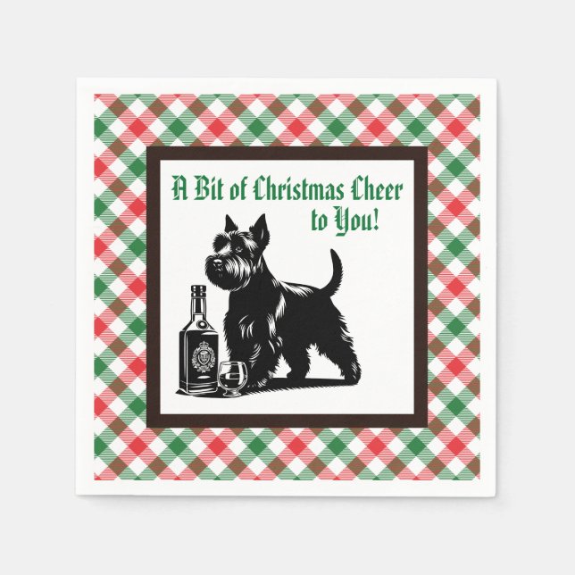 Customised Holiday Scottish Terrier Napkin (Front)
