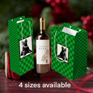 Customised Holiday Scottish Terrier Plaid Medium Gift Bag
