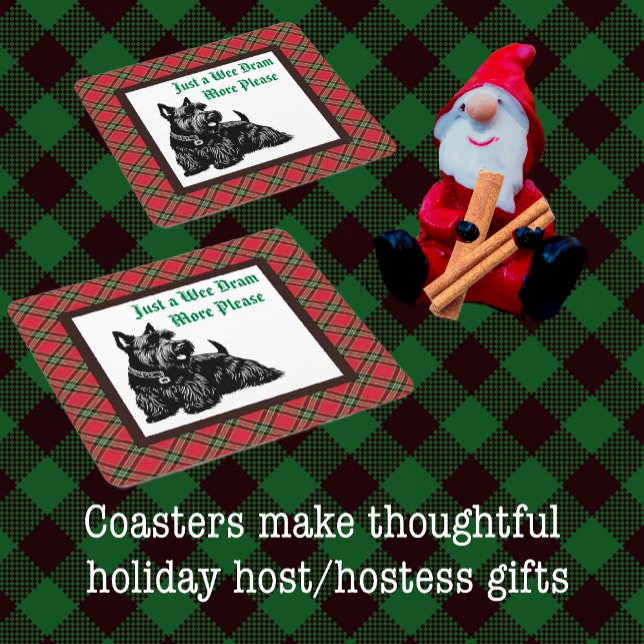 Customised Holiday Scottish Terrier Square Paper Coaster (Creator Uploaded)