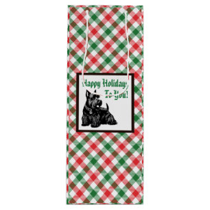 Customised Holiday Scottish Terrier Wine Gift Bag
