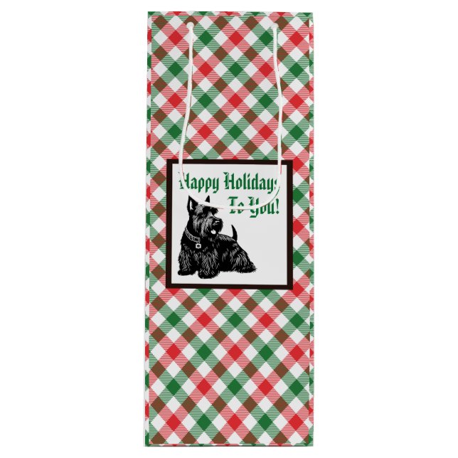 Customised Holiday Scottish Terrier Wine Gift Bag (Front)
