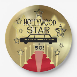 Customised Hollywood Star Birthday Paper Plates