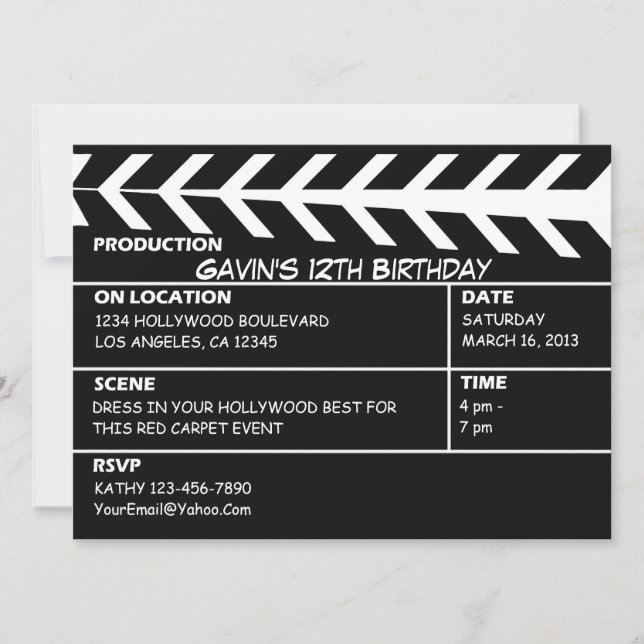 Customised Hollywood Walk of Fame Invitation (Front)