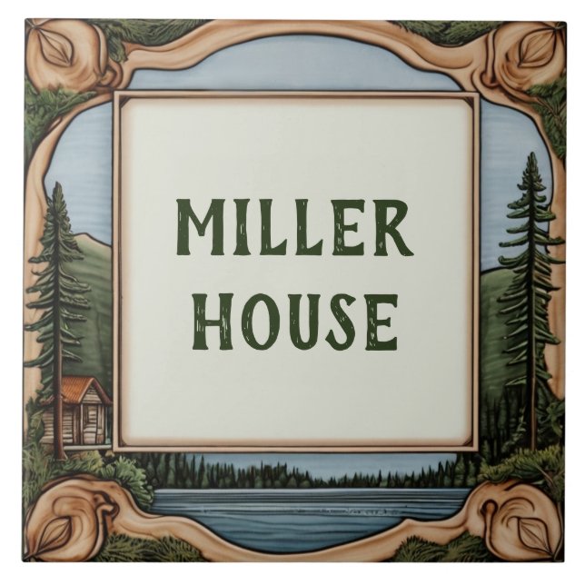 Customised House Name Plate Lakehouse Cabin Plaque Tile (Front)
