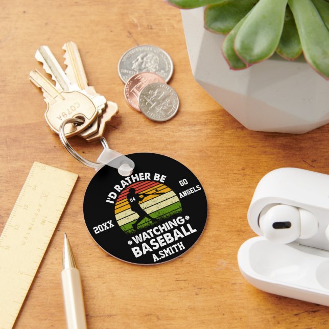 Customised I’d Rather be Watching baseball  Key Ring (Desk)