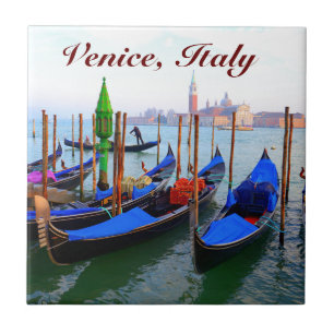Customised Image of Gondolas in Venice Tile